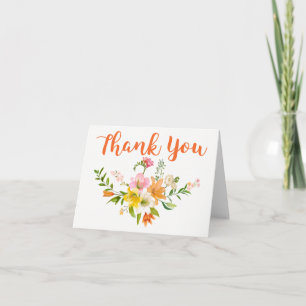 Floral Orange Thank You Lily Flowers Pink Card