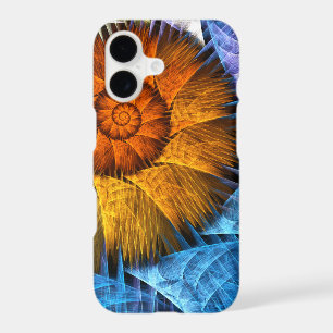 Floral Orange Yellow Blue Abstract Art
