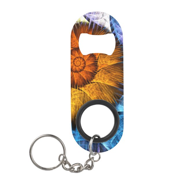 Floral Orange Yellow Blue Abstract Art (Front)