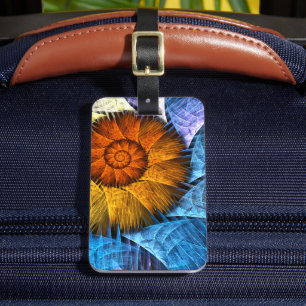 Floral Orange Yellow Blue Abstract Art Address Luggage Tag