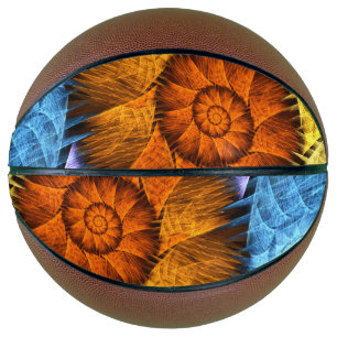Floral Orange Yellow Blue Abstract Art Basketball