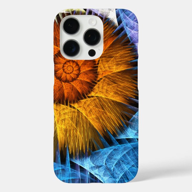 Floral Orange Yellow Blue Abstract Art Case-Mate iPhone Case (Back)