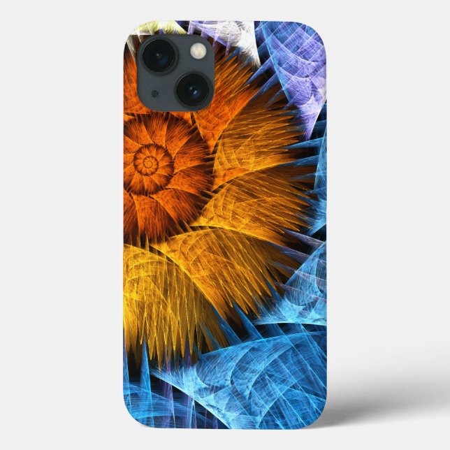 Floral Orange Yellow Blue Abstract Art Case-Mate iPhone Case (Back)