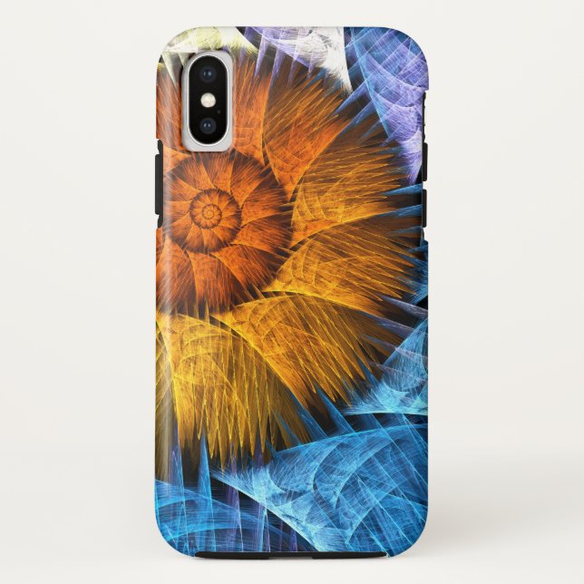 Floral Orange Yellow Blue Abstract Art Case-Mate iPhone Case (Back)