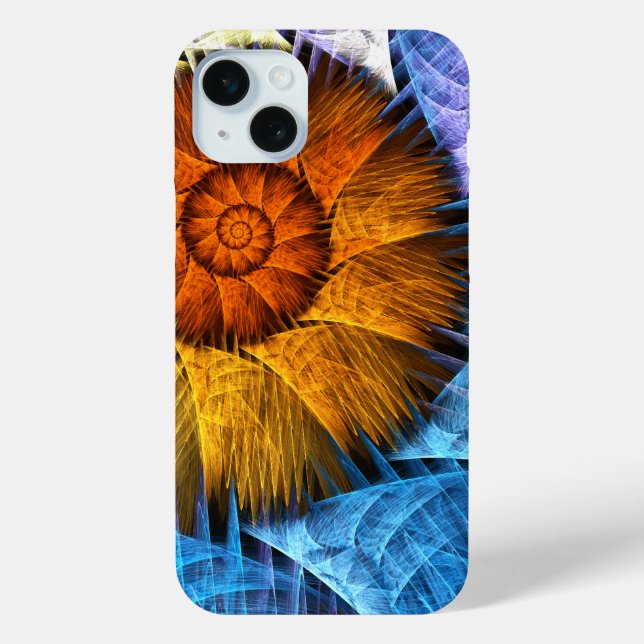 Floral Orange Yellow Blue Abstract Art Case-Mate iPhone Case (Back)