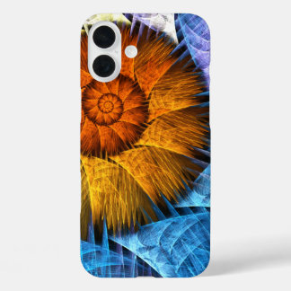 Floral Orange Yellow Blue Abstract Art iPhone 16 Plus Case