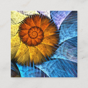 Floral Orange Yellow Blue Abstract Art Enclosure Card