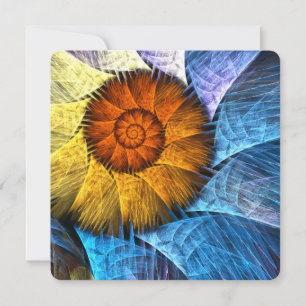 Floral Orange Yellow Blue Abstract Art Invitation