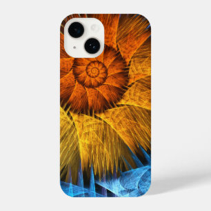 Floral Orange Yellow Blue Abstract Art iPhone 14 Case