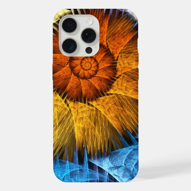 Floral Orange Yellow Blue Abstract Art iPhone Case (Back)