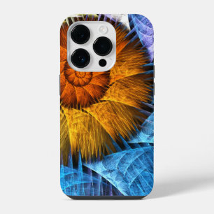 Floral Orange Yellow Blue Abstract Art iPhone 14 Pro Case