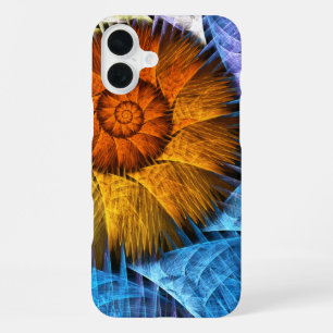 Floral Orange Yellow Blue Abstract Art iPhone 16 Plus Case