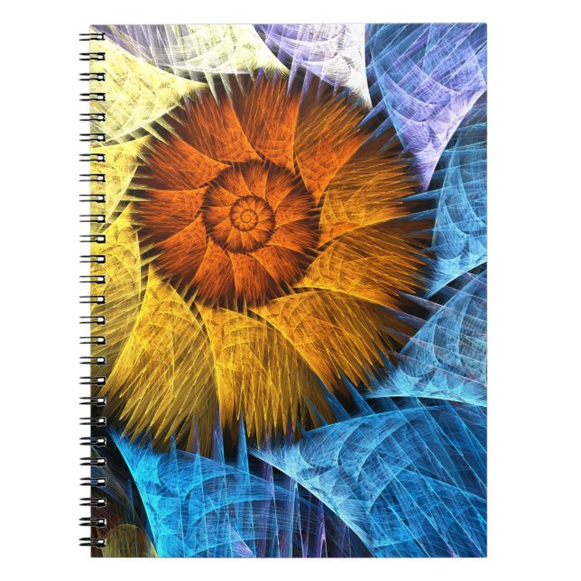 Floral Orange Yellow Blue Abstract Art Notebook (Front)