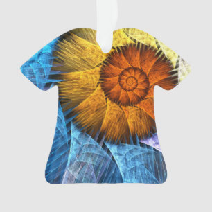 Floral Orange Yellow Blue Abstract Art Ornament