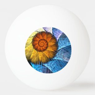 Floral Orange Yellow Blue Abstract Art Ping Pong Ball