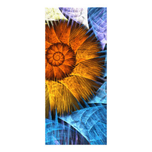 Floral Orange Yellow Blue Abstract Art Rack Card