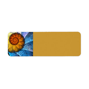 Floral Orange Yellow Blue Abstract Art Return Address Label