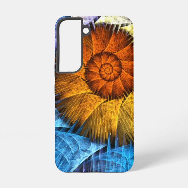 Floral Orange Yellow Blue Abstract Art Samsung Galaxy S22 Case (Back)