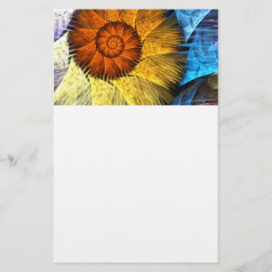 Floral Orange Yellow Blue Abstract Art Stationery
