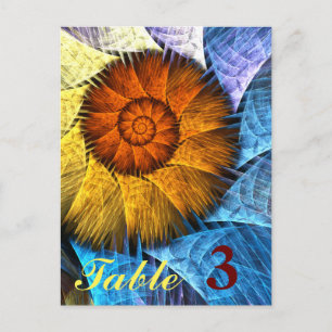 Floral Orange Yellow Blue Abstract Table Number Postcard