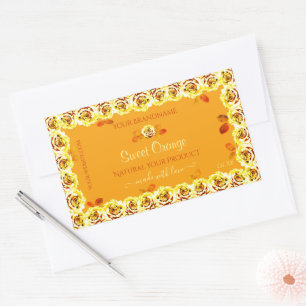 Floral Orange Yellow Product Packaging Label Roses