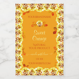 Floral Orange Yellow Product Packaging Label Roses