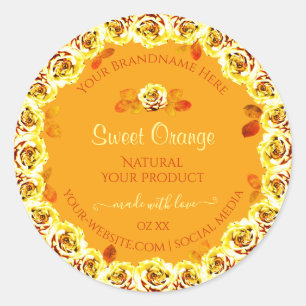 Floral Orange Yellow Product Packaging Label Roses