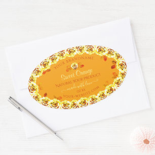 Floral Orange Yellow Product Packaging Label Roses
