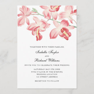 Floral orchid elegant modern wedding invitation