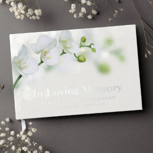 Floral Orchid Funeral Memorial Guest Book