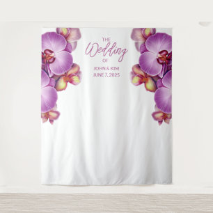 Floral Orchids Wedding Backdrop Tapestry