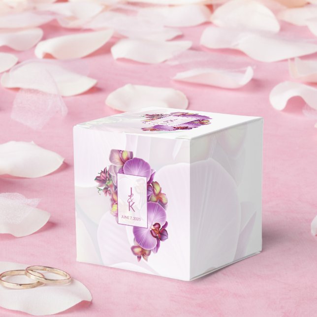 Floral Orchids Wedding Favour Box (Wedding)