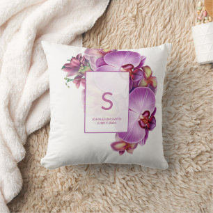 Floral Orchids Wedding Memento Cushion