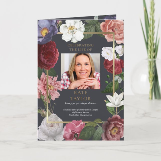 Floral Order Of Service Funeral Memorial Program (Front)