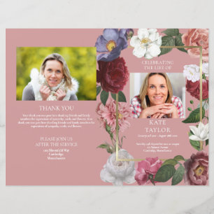 Floral Order Of Service Funeral Memorial Program