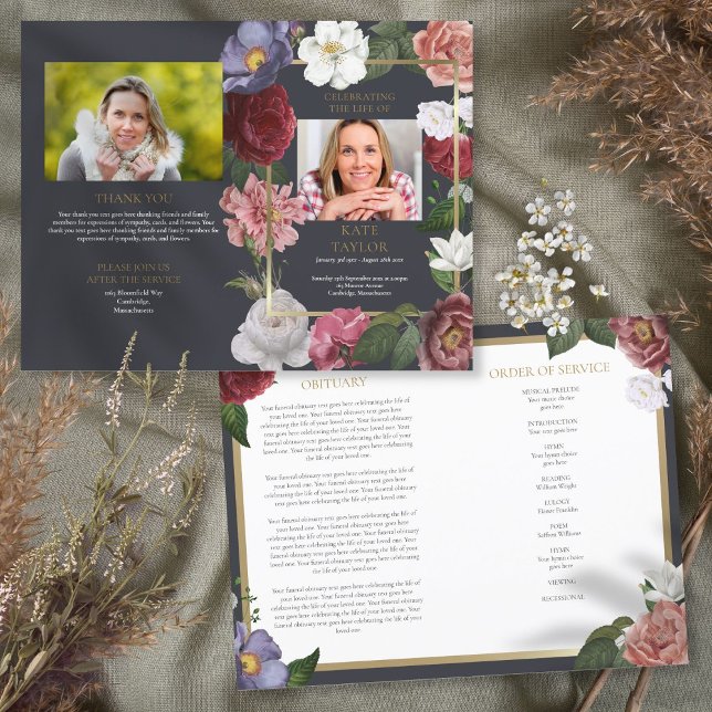 Floral Order Of Service Funeral Memorial Program (Creator Uploaded)