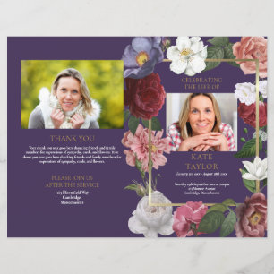 Floral Order Of Service Funeral Memorial Program