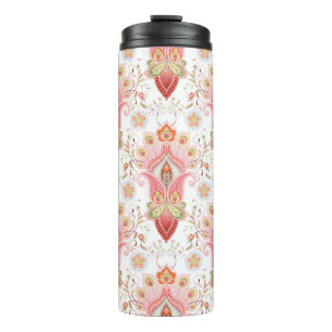 Floral oriental damask pattern with paisley and pe thermal tumbler
