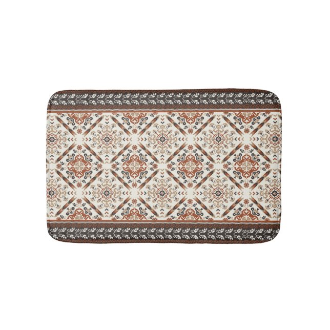 Floral Oriental Ethnic Pattern  Bath Mat (Front)