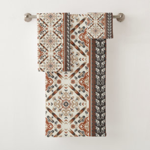 Floral Oriental Ethnic Pattern  Bath Towel Set