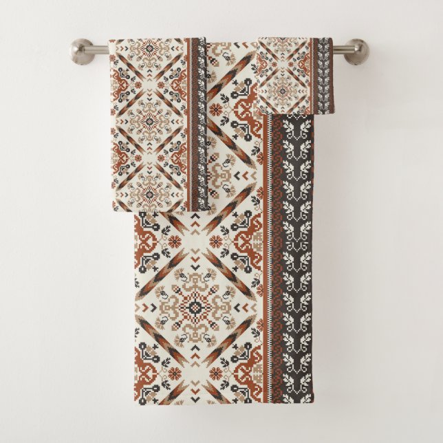 Floral Oriental Ethnic Pattern  Bath Towel Set (Insitu)