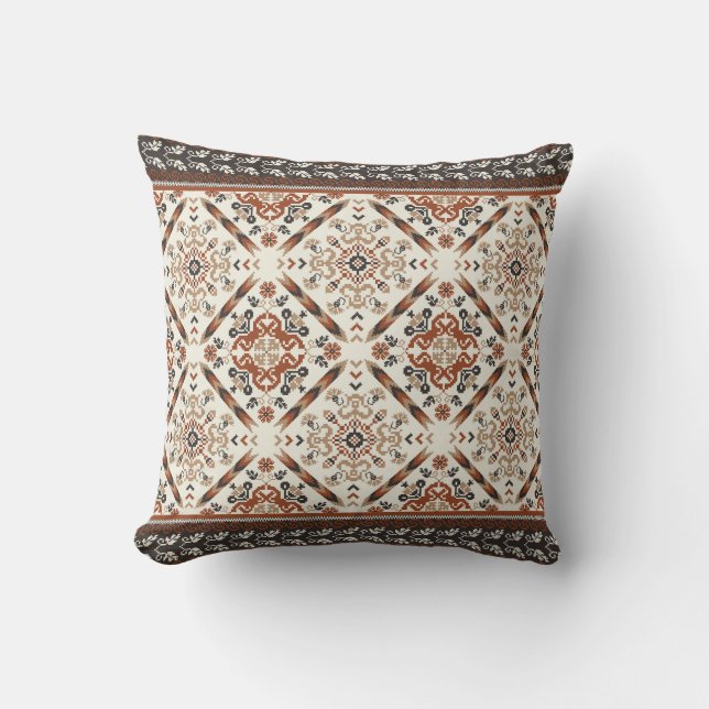 Floral Oriental Ethnic Pattern  Cushion (Front)