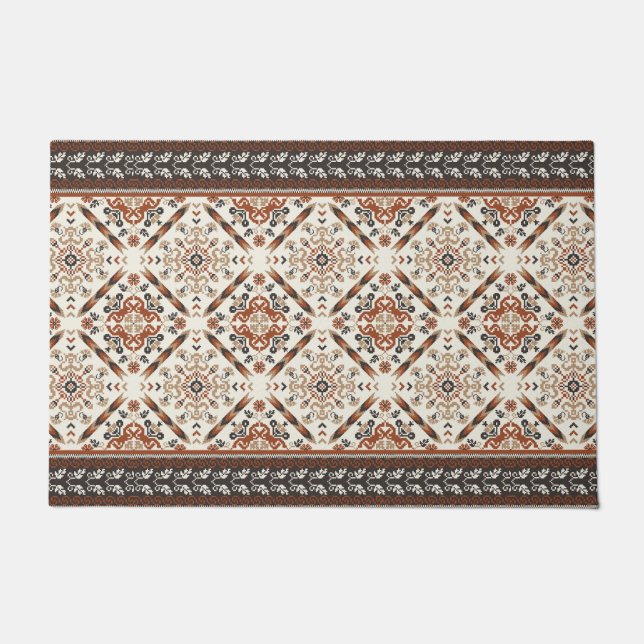 Floral Oriental Ethnic Pattern  Doormat (Front)
