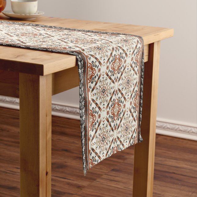 Floral Oriental Ethnic Pattern  Short Table Runner (In Situ)