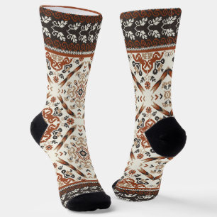 Floral Oriental Ethnic Pattern Socks
