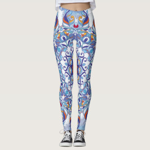 Floral ornament, artistic design. leggings
