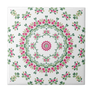 Floral ornament ceramic tile