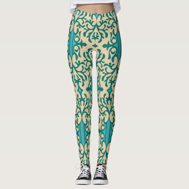 Floral Ornament: Fashionable Modern Seamless Leggings (Front)