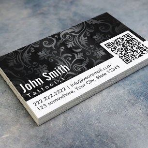Floral Ornament QR Code Tattoo Art Business Card