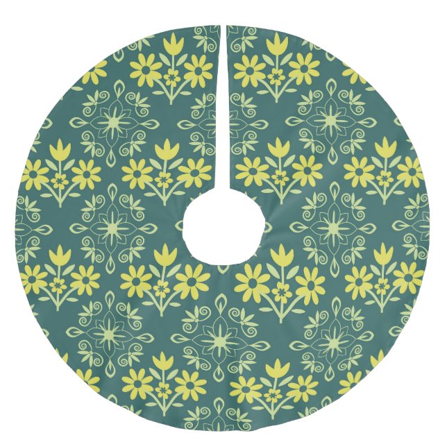 Floral ornament, seamless elegant pattern. brushed polyester tree skirt (Front)